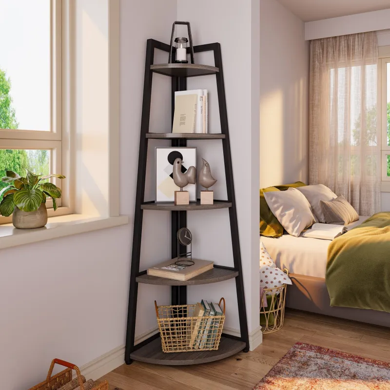 Tribesigns Bookcases & Bookshelves|Bookcases & Bookshelves*5 - Tier Corner Shelf, 70" Tall Corner Ladder Shelf Small Bookshelf