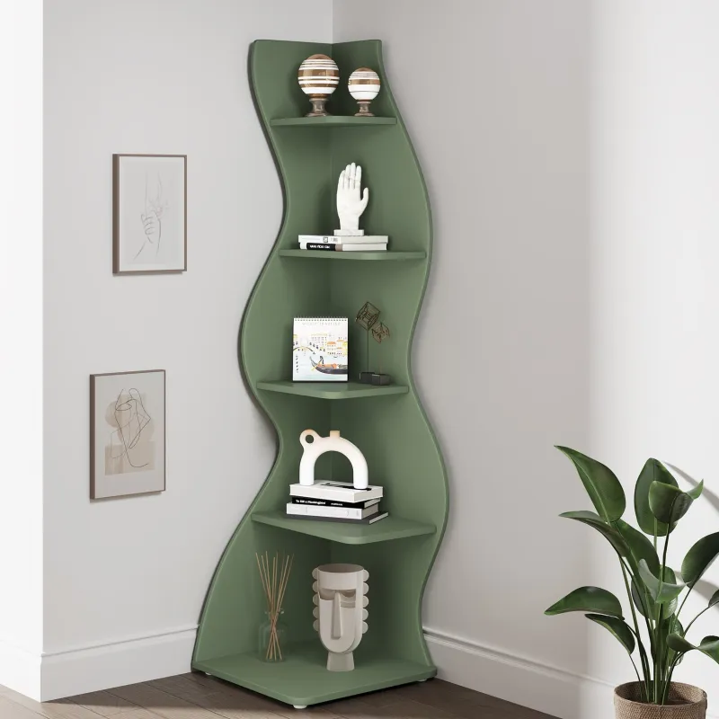Tribesigns Corner Shelves|Corner Shelves*5 - Tier Corner Shelf, Modern Wall Corner Bookshelf Bookcase