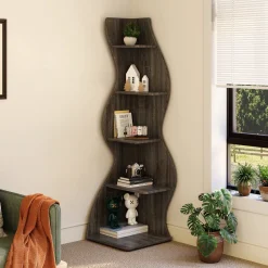 Tribesigns Corner Shelves|Corner Shelves*5 - Tier Corner Shelf, Modern Wall Corner Bookshelf Bookcase