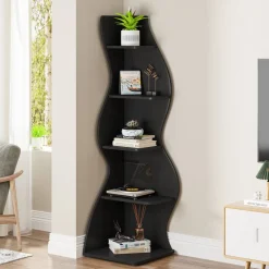 Tribesigns Corner Shelves|Corner Shelves*5 - Tier Corner Shelf, Modern Wall Corner Bookshelf Bookcase