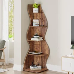 Tribesigns Corner Shelves|Corner Shelves*5 - Tier Corner Shelf, Modern Wall Corner Bookshelf Bookcase
