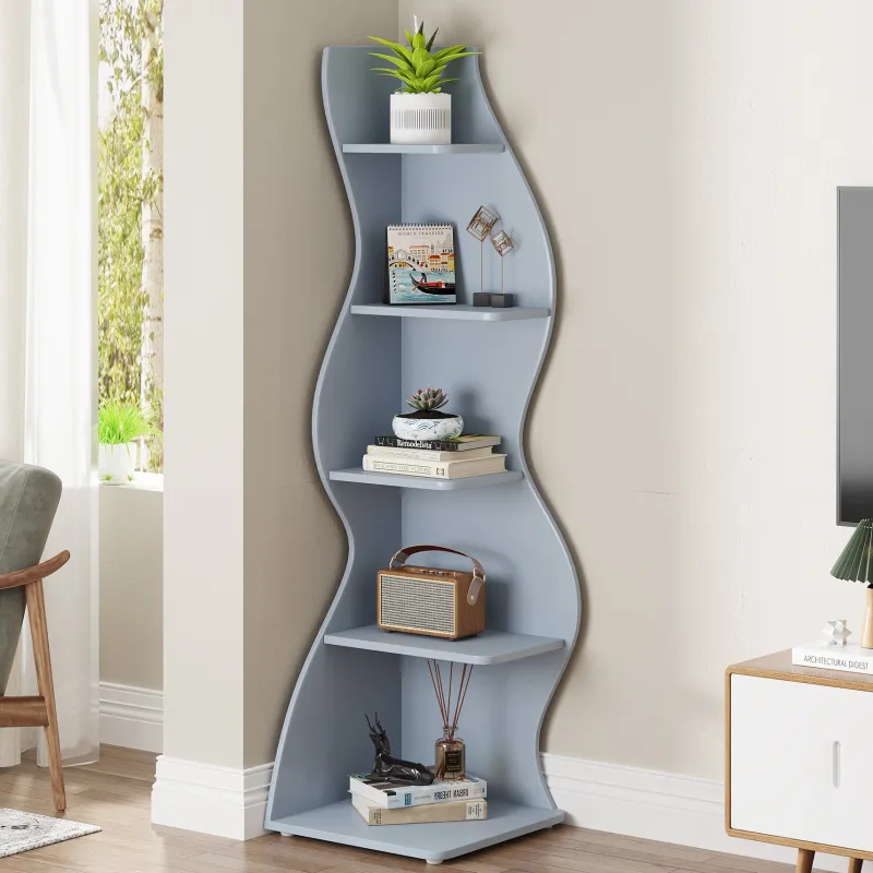 Tribesigns Corner Shelves|Corner Shelves*5 - Tier Corner Shelf, Modern Wall Corner Bookshelf Bookcase