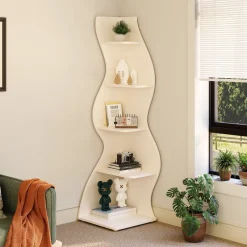 Tribesigns Corner Shelves|Corner Shelves*5 - Tier Corner Shelf, Modern Wall Corner Bookshelf Bookcase
