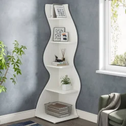 Tribesigns Corner Shelves|Corner Shelves*5 - Tier Corner Shelf, Modern Wall Corner Bookshelf Bookcase