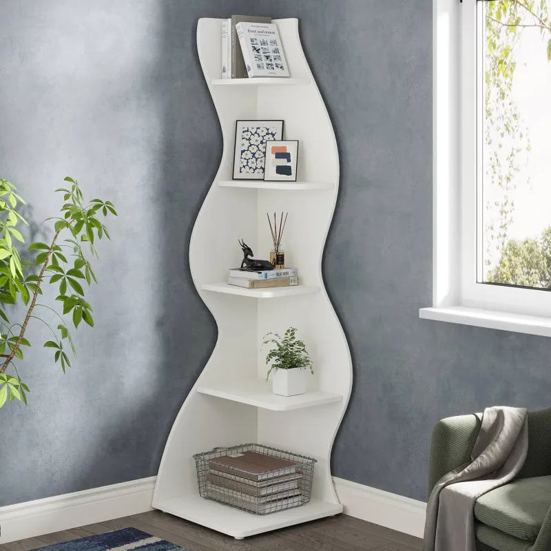 Tribesigns Corner Shelves|Corner Shelves*5 - Tier Corner Shelf, Modern Wall Corner Bookshelf Bookcase