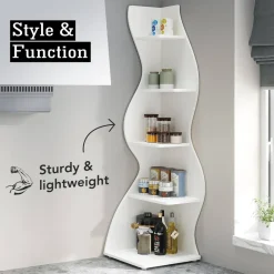 Tribesigns Corner Shelves|Corner Shelves*5 - Tier Corner Shelf, Modern Wall Corner Bookshelf Bookcase