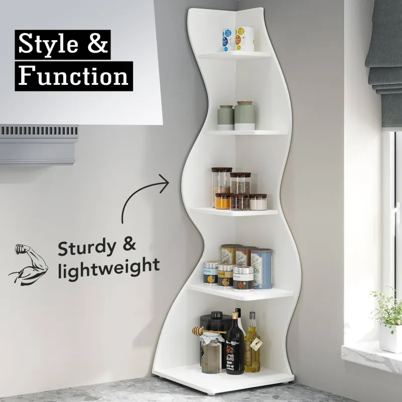 Tribesigns Corner Shelves|Corner Shelves*5 - Tier Corner Shelf, Modern Wall Corner Bookshelf Bookcase