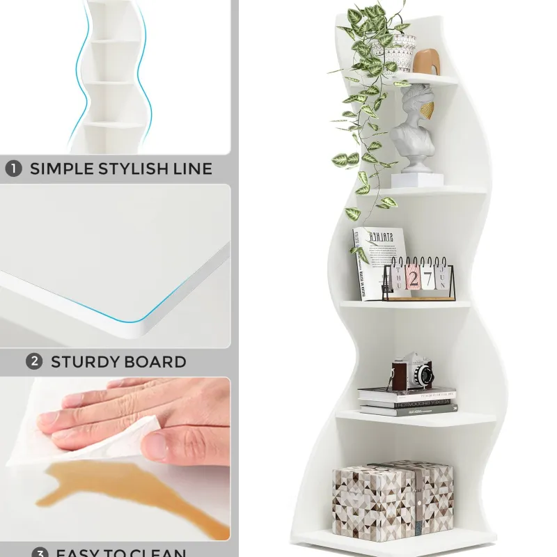 Tribesigns Corner Shelves|Corner Shelves*5 - Tier Corner Shelf, Modern Wall Corner Bookshelf Bookcase