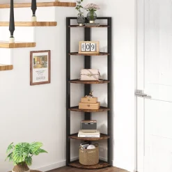 Tribesigns Corner Shelves|Corner Shelves*6 - Tier Corner Shelf, Small Corner Bookshelf Storage Rack