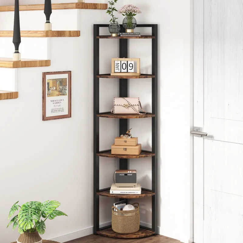 Tribesigns Corner Shelves|Corner Shelves*6 - Tier Corner Shelf, Small Corner Bookshelf Storage Rack