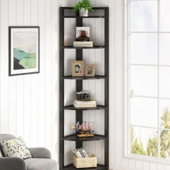 Tribesigns Corner Shelves|Corner Shelves*6 - Tier Corner Shelf, Small Corner Bookshelf Storage Rack