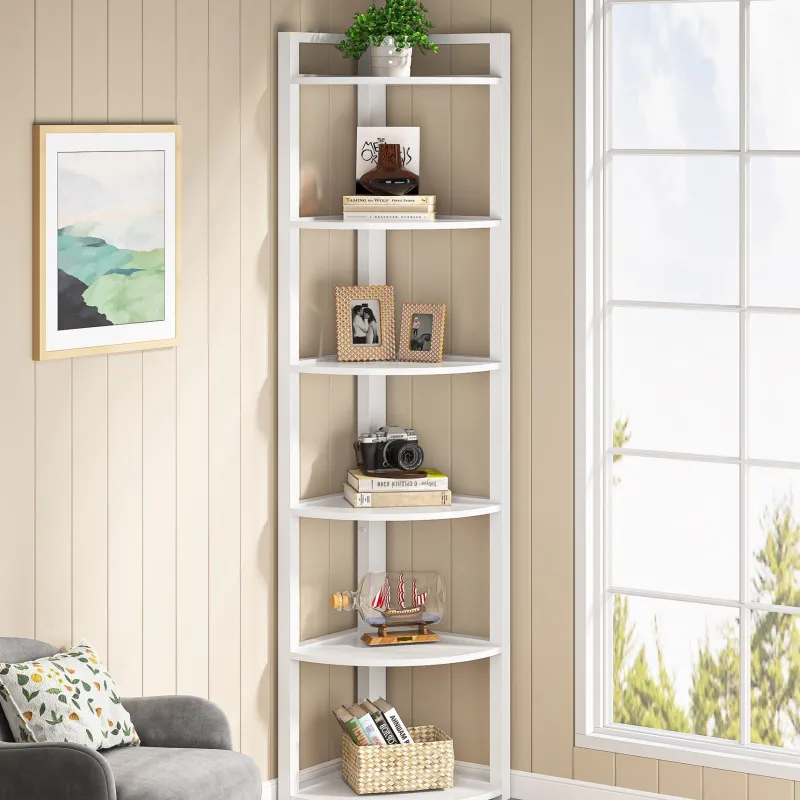 Tribesigns Corner Shelves|Corner Shelves*6 - Tier Corner Shelf, Small Corner Bookshelf Storage Rack