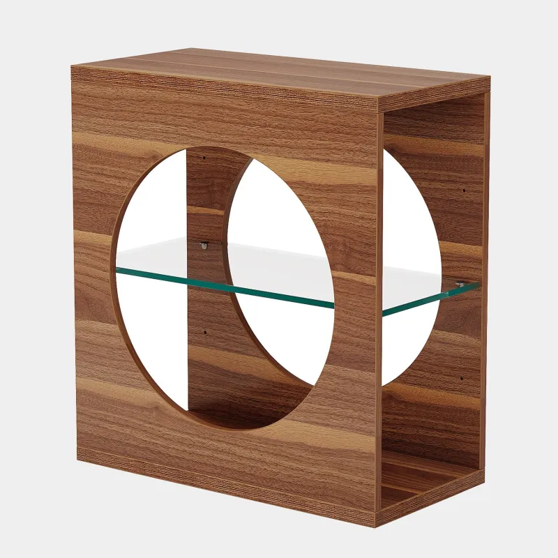 Tribesigns End & Side Tables*3 - Tier End Table, Modern Side Table with Adjustable Glass Storage Shelf