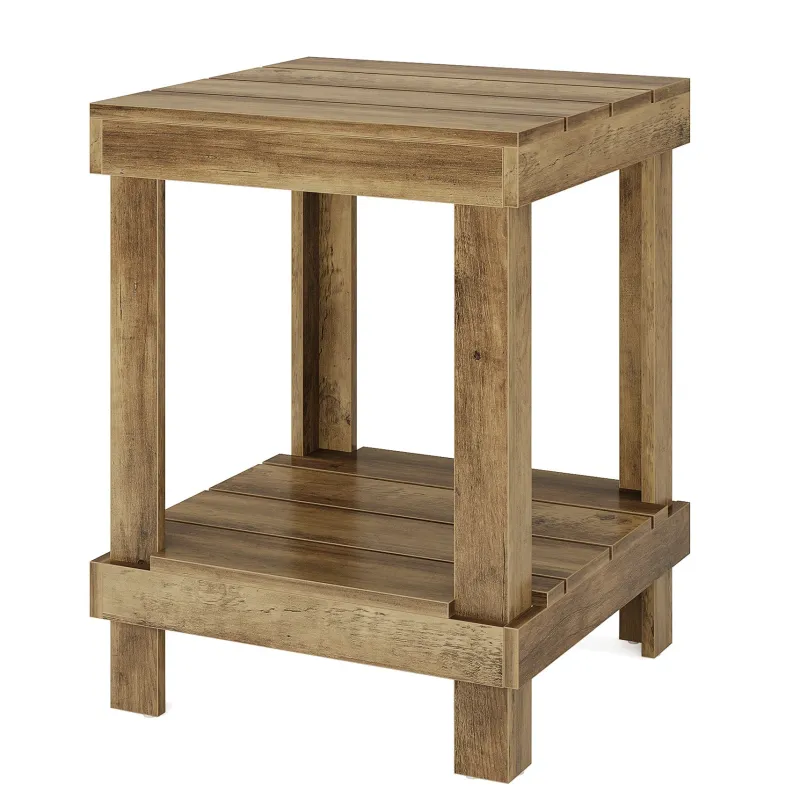 Tribesigns End & Side Tables*2 - Tier End Table, Square Side Table Nightstand with 2 Storage Shelves