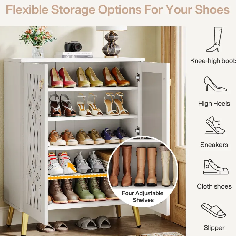 Tribesigns Shoe Racks & Cabinets|Shoe Racks & Cabinets*5 - Tier Shoe Cabinet, 25 - Pair Mirrored Shoe Rack Storage Organizer