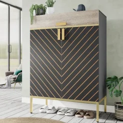 Tribesigns Shoe Racks & Cabinets|Shoe Racks & Cabinets*4 - Tier Shoe Cabinet, Modern Shoe Rack Storage Organizer with Drawers