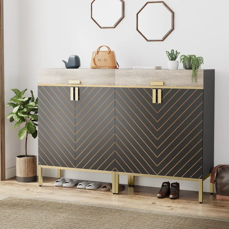 Tribesigns Shoe Racks & Cabinets|Shoe Racks & Cabinets*4 - Tier Shoe Cabinet, Modern Shoe Rack Storage Organizer with Drawers