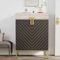 Tribesigns Shoe Racks & Cabinets|Shoe Racks & Cabinets*4 - Tier Shoe Cabinet, Modern Shoe Rack Storage Organizer with Drawers