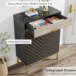 Tribesigns Shoe Racks & Cabinets|Shoe Racks & Cabinets*4 - Tier Shoe Cabinet, Modern Shoe Rack Storage Organizer with Drawers