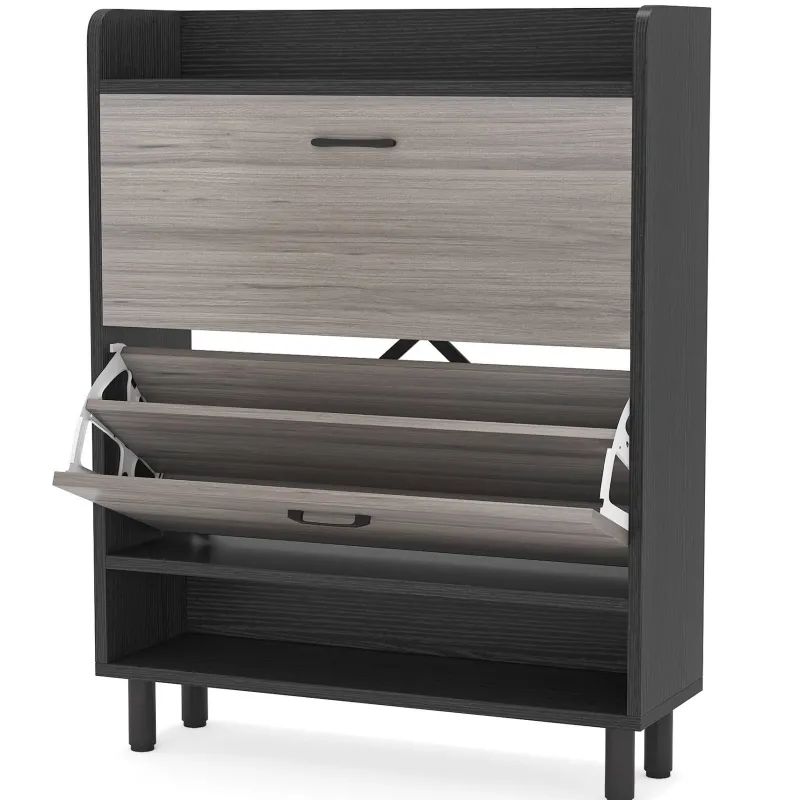 Tribesigns Shoe Racks & Cabinets|Shoe Racks & Cabinets*2 - Tier Shoe Cabinet Shoe Organizer with Flip Doors & Open Shelves