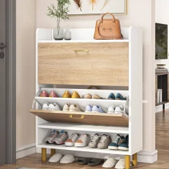 Tribesigns Shoe Racks & Cabinets|Shoe Racks & Cabinets*2 - Tier Shoe Cabinet Shoe Organizer with Flip Doors & Open Shelves