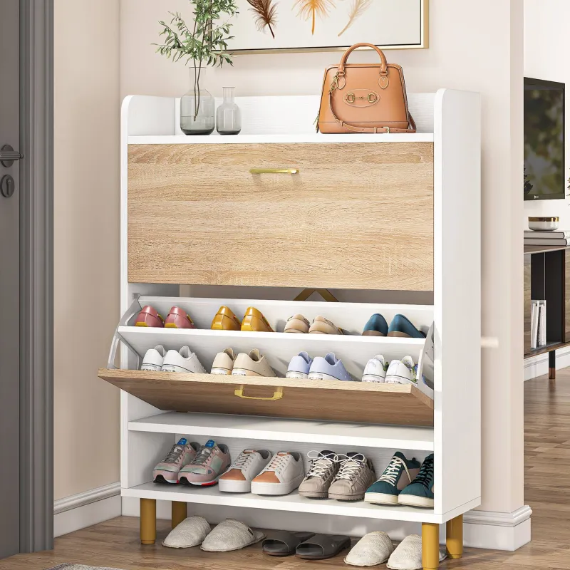 Tribesigns Shoe Racks & Cabinets|Shoe Racks & Cabinets*2 - Tier Shoe Cabinet Shoe Organizer with Flip Doors & Open Shelves