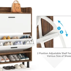 Tribesigns Shoe Racks & Cabinets|Shoe Racks & Cabinets*2 - Tier Shoe Cabinet Shoe Organizer with Flip Doors & Open Shelves