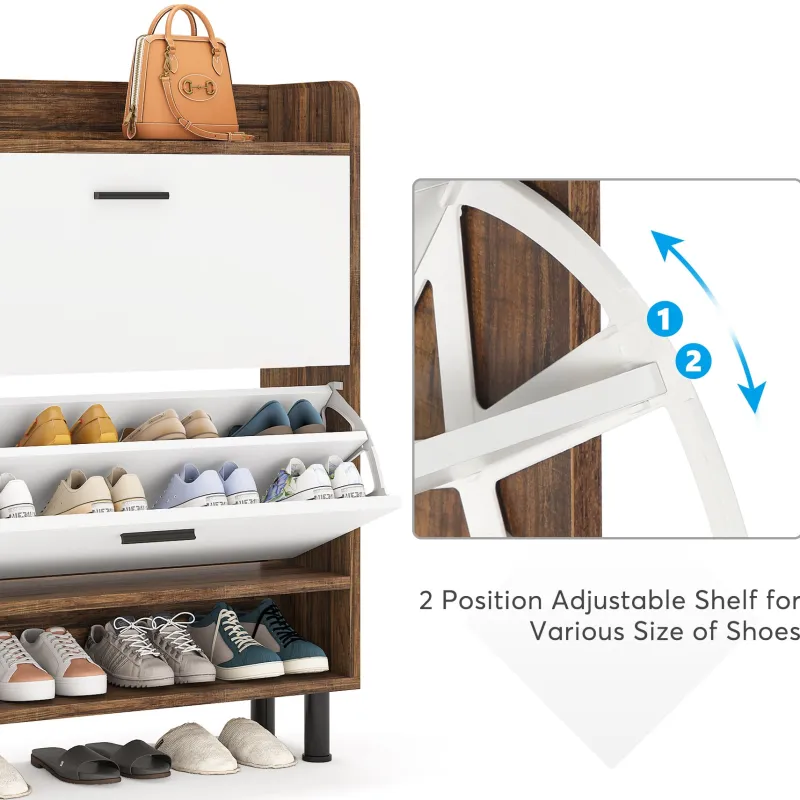 Tribesigns Shoe Racks & Cabinets|Shoe Racks & Cabinets*2 - Tier Shoe Cabinet Shoe Organizer with Flip Doors & Open Shelves