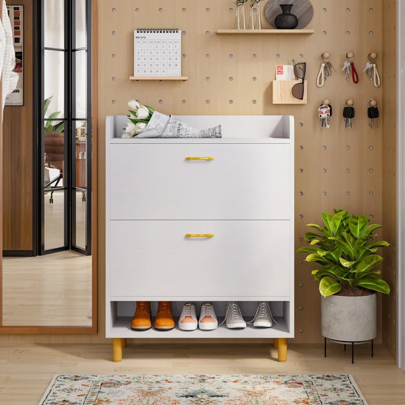 Tribesigns Shoe Racks & Cabinets|Shoe Racks & Cabinets*2 - Tier Shoe Cabinet Shoe Organizer with Flip Doors & Open Shelves