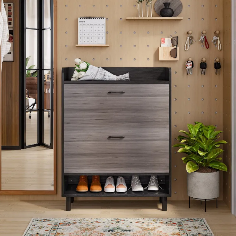Tribesigns Shoe Racks & Cabinets|Shoe Racks & Cabinets*2 - Tier Shoe Cabinet Shoe Organizer with Flip Doors & Open Shelves