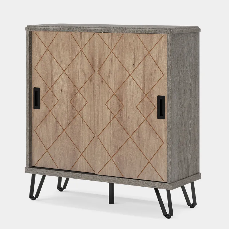 Tribesigns Shoe Racks & Cabinets|Shoe Racks & Cabinets*5 - Tier Shoe Cabinet with Sliding Doors, Wood Shoe Organizer with Metal Legs