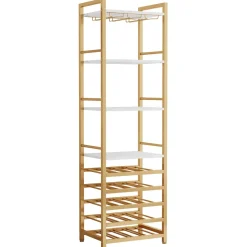 Tribesigns Wine Racks|Wine Racks*9 - Tier Wine Rack, 20 Bottle Wine Bar Cabinet with Glass Holder