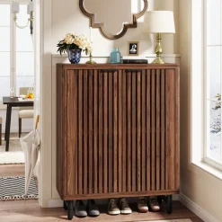Tribesigns Shoe Racks & Cabinets|Shoe Racks & Cabinets*6 - Tier Wooden Shoe Cabinet with Louvered Doors & Adjustable Shelves