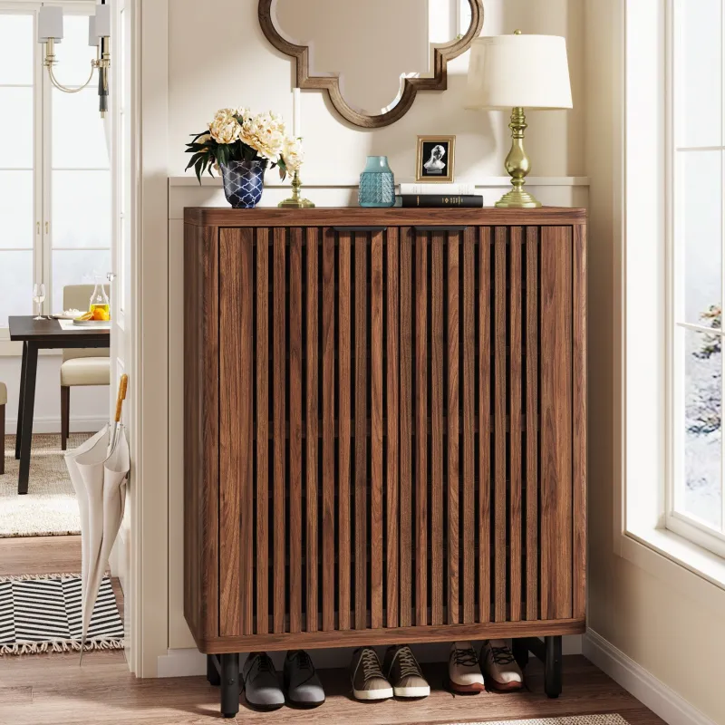 Tribesigns Shoe Racks & Cabinets|Shoe Racks & Cabinets*6 - Tier Wooden Shoe Cabinet with Louvered Doors & Adjustable Shelves