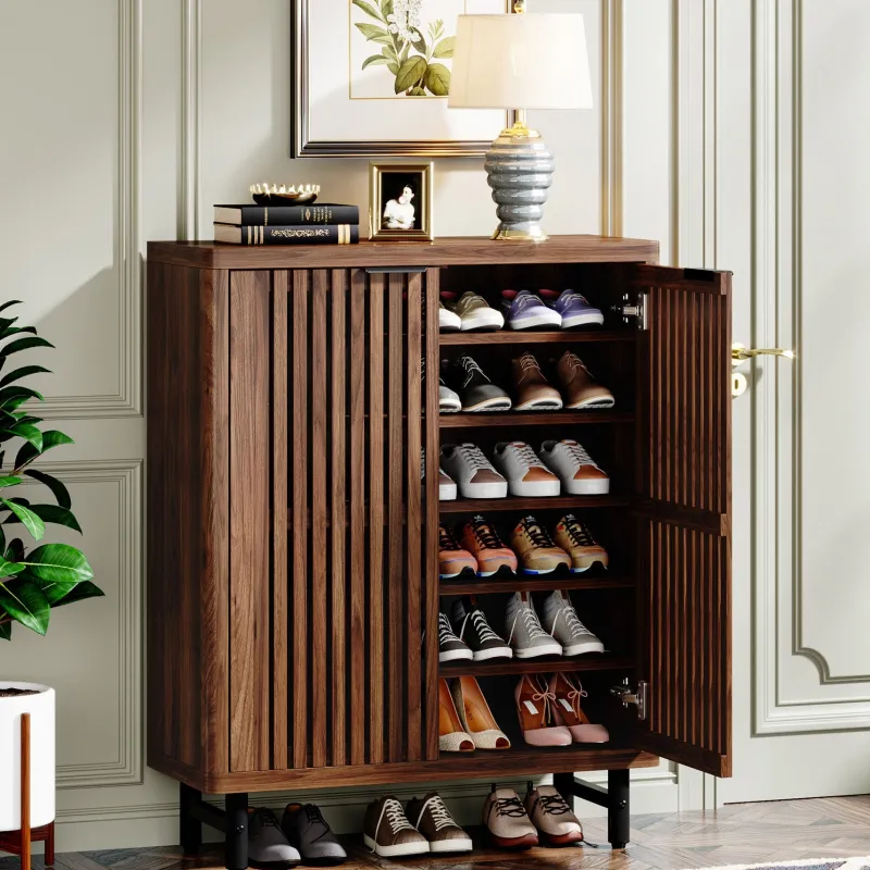 Tribesigns Shoe Racks & Cabinets|Shoe Racks & Cabinets*6 - Tier Wooden Shoe Cabinet with Louvered Doors & Adjustable Shelves