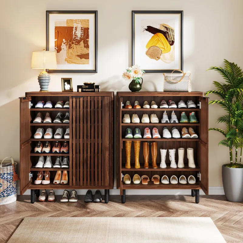 Tribesigns Shoe Racks & Cabinets|Shoe Racks & Cabinets*6 - Tier Wooden Shoe Cabinet with Louvered Doors & Adjustable Shelves