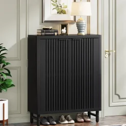 Tribesigns Shoe Racks & Cabinets|Shoe Racks & Cabinets*6 - Tier Wooden Shoe Cabinet with Louvered Doors & Adjustable Shelves