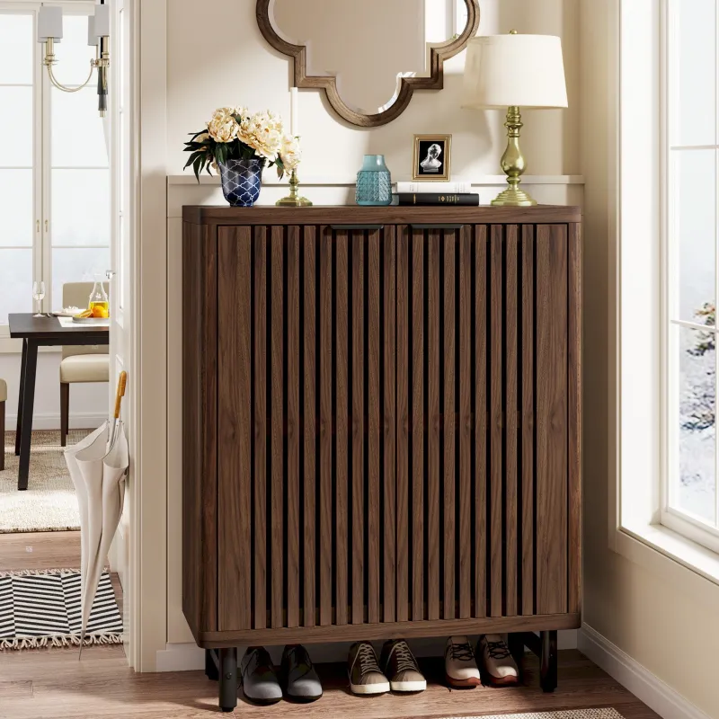 Tribesigns Shoe Racks & Cabinets|Shoe Racks & Cabinets*6 - Tier Wooden Shoe Cabinet with Louvered Doors & Adjustable Shelves