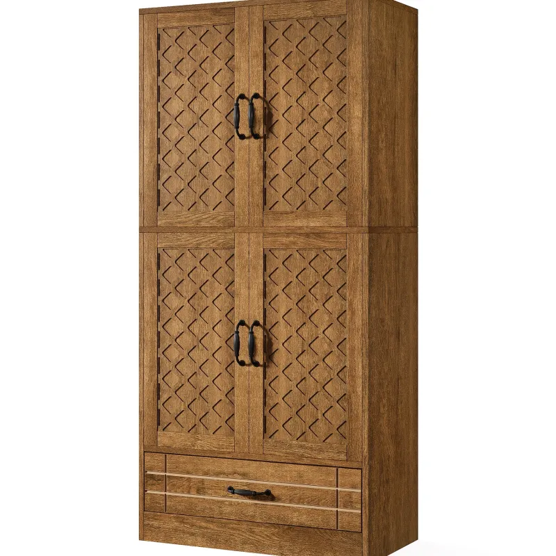 Tribesigns Baker's Racks|Baker's Racks*70" Bakers' Rack, Rustic Kitchen Pantry Cabinet with Doors and Drawer