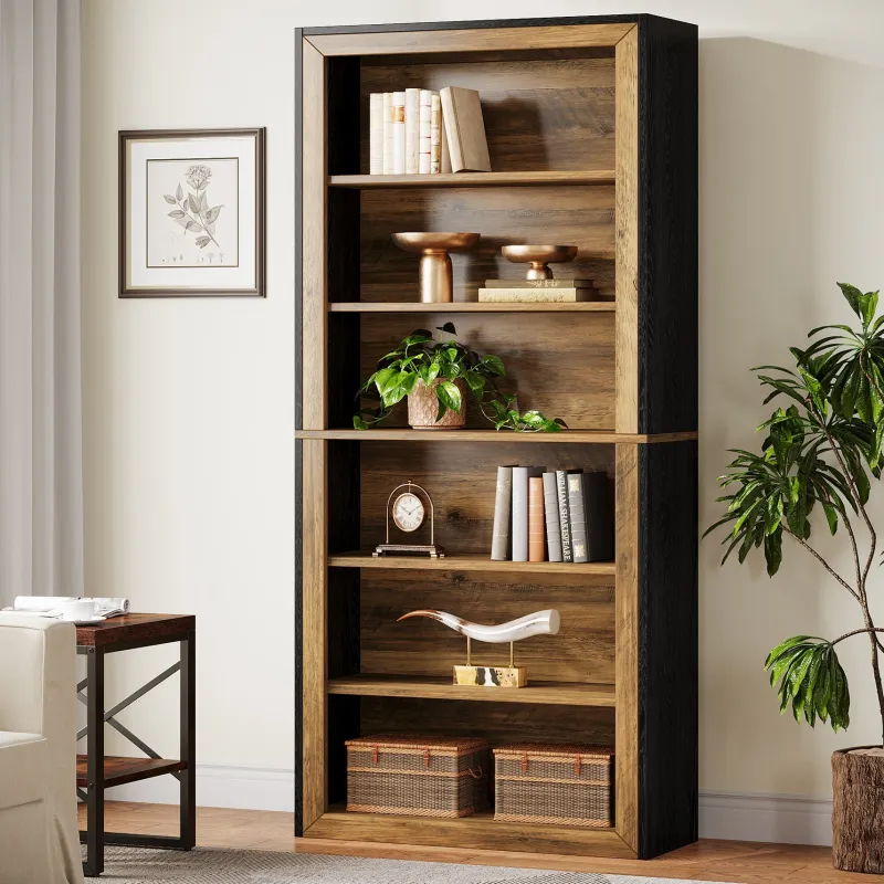 Tribesigns Bookcases & Bookshelves|Bookcases & Bookshelves*74" Bookshelf, 6 - Tier Wood Bookcase Etagere with display Shelves