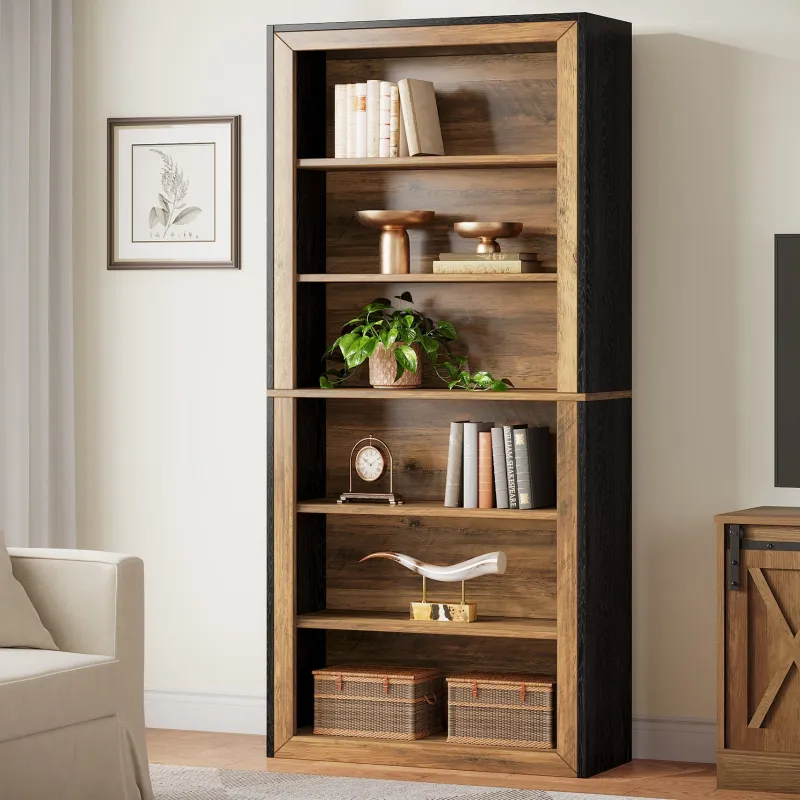 Tribesigns Bookcases & Bookshelves|Bookcases & Bookshelves*74" Bookshelf, 6 - Tier Wood Bookcase Etagere with display Shelves