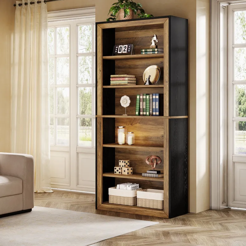 Tribesigns Bookcases & Bookshelves|Bookcases & Bookshelves*74" Bookshelf, 6 - Tier Wood Bookcase Etagere with display Shelves