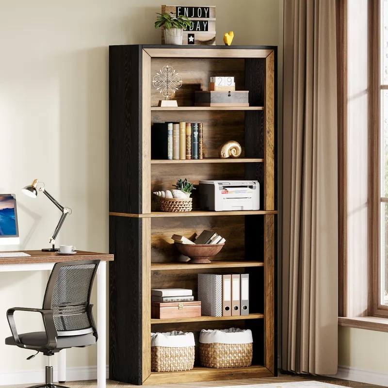 Tribesigns Bookcases & Bookshelves|Bookcases & Bookshelves*74" Bookshelf, 6 - Tier Wood Bookcase Etagere with display Shelves