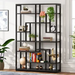 Tribesigns Bookcases & Bookshelves|Bookcases & Bookshelves*70.87" Bookshelf, Black Standing Shelf Bookcase Storage Rack