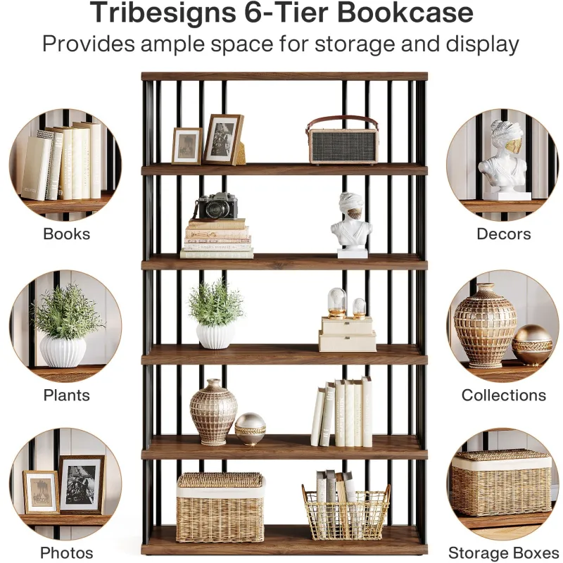 Tribesigns Etagere|Etagere*67" Bookshelf, Display Rack Etagere Storage Shelving Unit