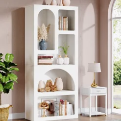Tribesigns Bookcases & Bookshelves|Bookcases & Bookshelves*70.8" Bookshelf, Geometric Bookcase Display Shelf with 5 Irregular Storage Shelves