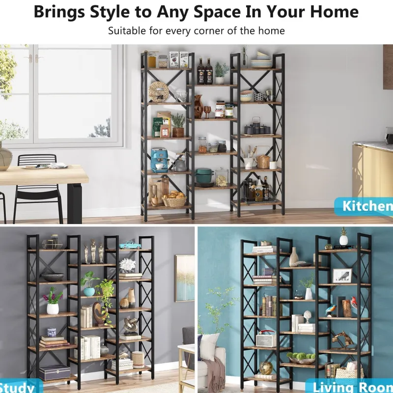 Tribesigns Bookcases & Bookshelves|Bookcases & Bookshelves*59" Bookshelf, Triple Wide 5 - Shelf Bookcase Display Rack