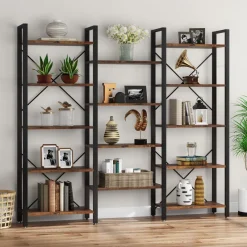 Tribesigns Bookcases & Bookshelves|Bookcases & Bookshelves*70" Bookshelf, Triple Wide Etagere Bookcase Open Display Shelf