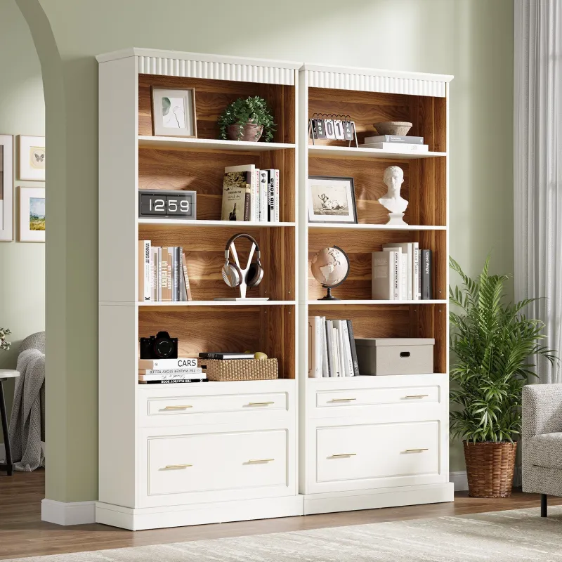Tribesigns Bookcases & Bookshelves|Bookcases & Bookshelves*72" Bookshelf with Drawers, FreeStanding 5 - Shelf Bookcase Display Shelf