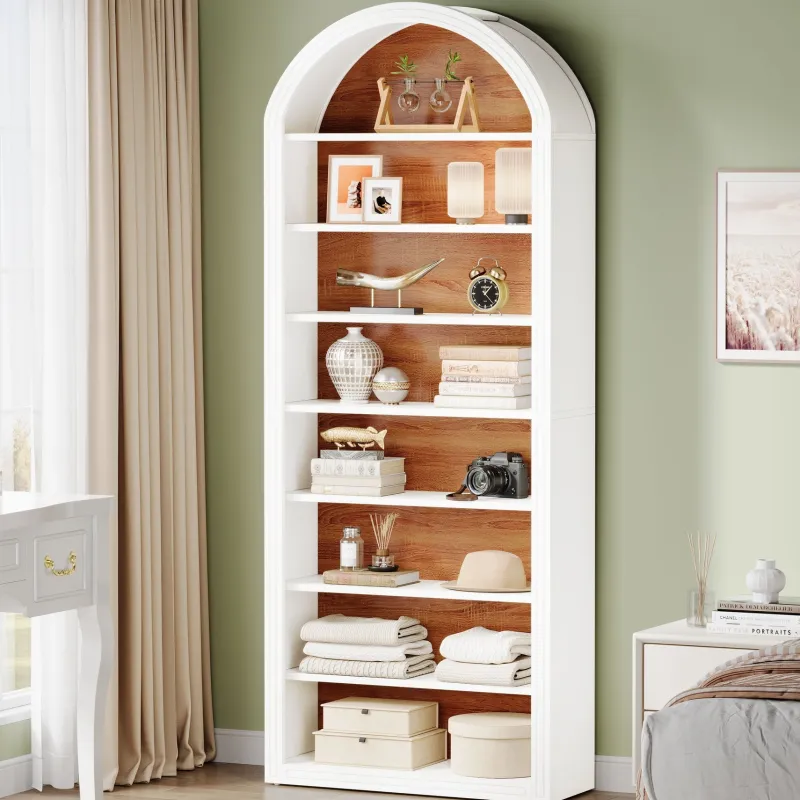 Tribesigns Bookcases & Bookshelves|Bookcases & Bookshelves*78.7" Bookshelf, Wooden Arched Bookcase Display Shelving Unit